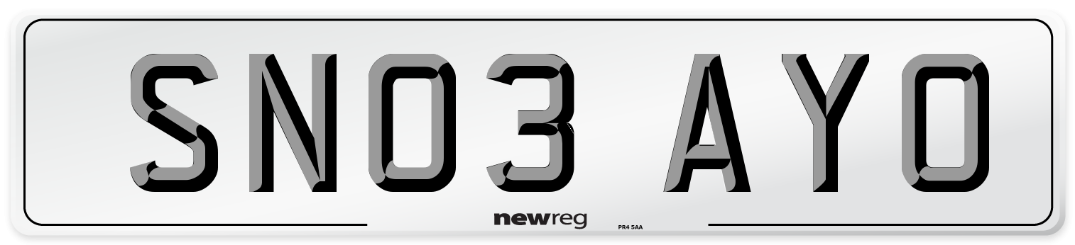 SN03 AYO Number Plate from New Reg